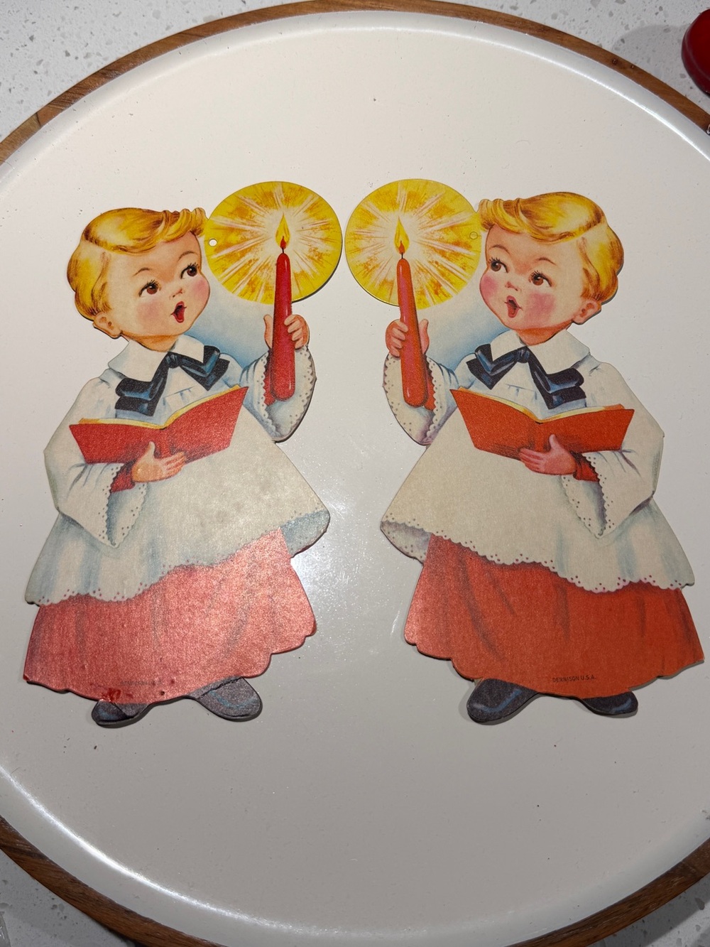 Vintage Denison Choir Boy Die-Cut Christmas Decorations